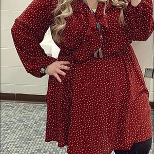 Rue 21 plus maroon polka dot dress